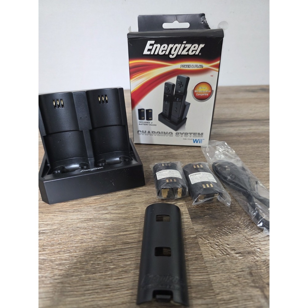 Energizer Charging System Nintendo Wii OS Black Power & Play Dual Dock Brand New